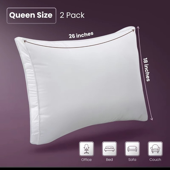 Hotel Quality Premium White Gusset Pillow Pack of 2 - Picture 2 of 6